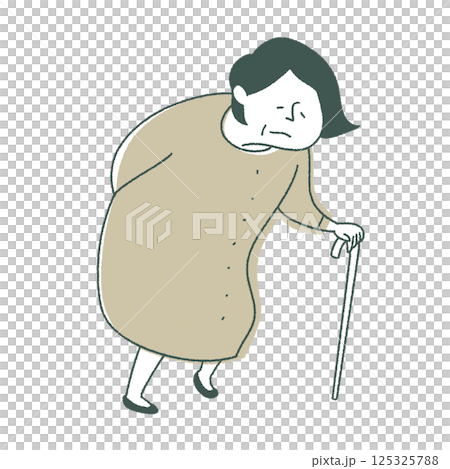 走與藤莖的年長婦女 125325788