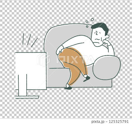 Middle-aged man lazing around on the sofa 125325791