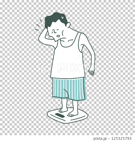 A middle-aged man worried about weight loss 125325793