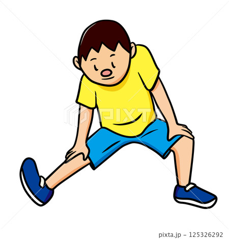 ストレッチで屈伸運動をする男性 ストレッチで屈伸運動をする男性 125326292