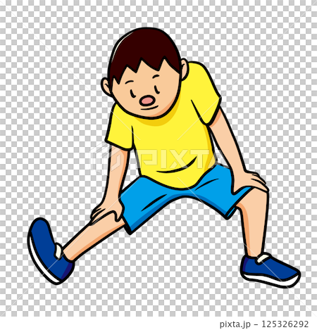 ストレッチで屈伸運動をする男性 ストレッチで屈伸運動をする男性 125326292