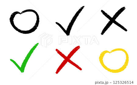 Check mark, circle and cross for selection Check mark, circle and cross for selection 125326514