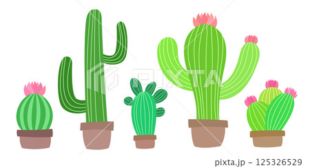 Cartoon cactus tropical home exotic plants. Hand draw art vector art Cartoon cactus tropical home exotic plants. Hand draw art vector art 125326529