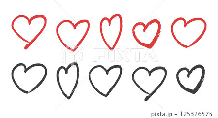 Hand-drawn Red and Black Hearts Set Hand-drawn Red and Black Hearts Set 125326575