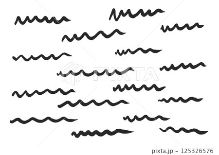 Set of Black Hand-drawn Wavy Lines Set of Black Hand-drawn Wavy Lines 125326576