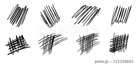 Set of Black Ink Scribble Marks 125326602