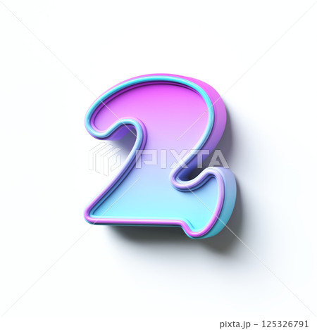 Pink blue gradient cartoon font Number 2 TWO 3D Pink blue gradient cartoon font Number 2 TWO 3D 125326791