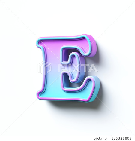 Pink blue gradient cartoon font Letter E 3D 125326803