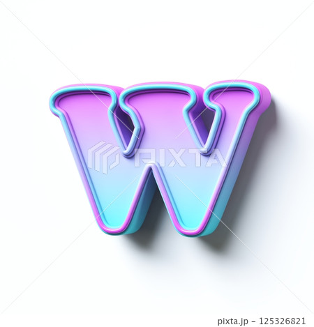 Pink blue gradient cartoon font Letter W 3D 125326821