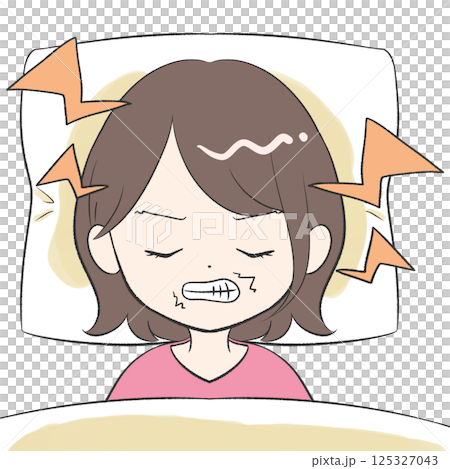歯ぎしりをする女性 歯ぎしりをする女性 125327043