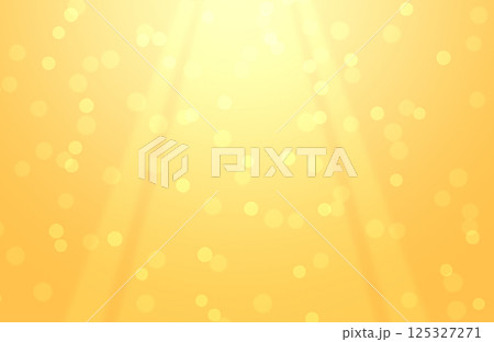 差し込む光　キラキラ背景素材　黄色　金色　玉ボケ　イルミネーション　光の筋 125327271