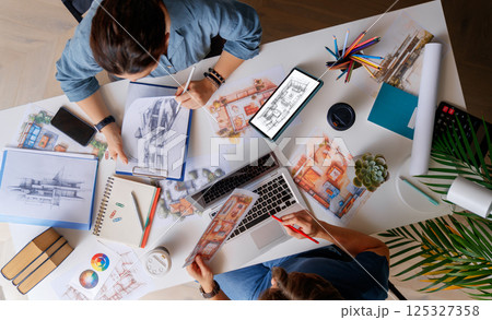 Designers working in studio Designers working in studio 125327358
