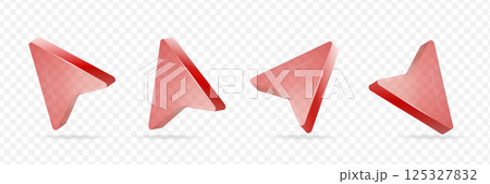 Set of red transparent glass arrows with highlights. 125327832