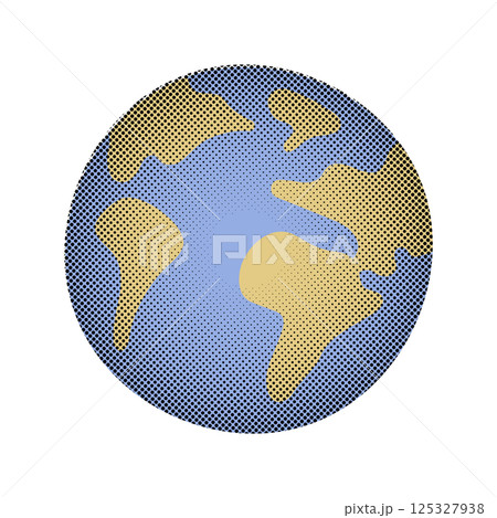 Halftone collage dotted globe, views over Atlantic ocean with North and South America, Africa and Europe. Vintage color vector illustration. Halftone collage dotted globe, views over Atlantic ocean with North and South America, Africa and Europe. Vintage color vector illustration. 125327938