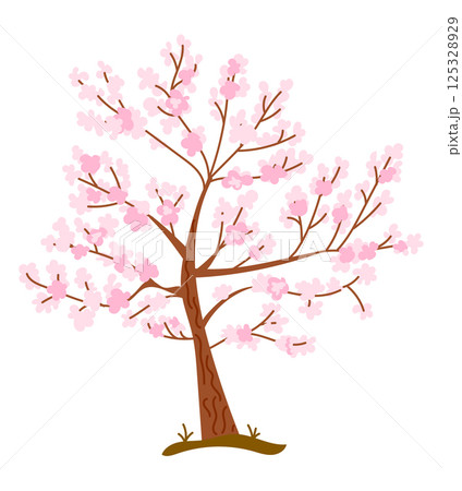 Hand drawn cherry blossom tree with pink flowers Hand drawn cherry blossom tree with pink flowers 125328929
