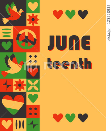 Hand drawn Juneteenth card with birds 125328932