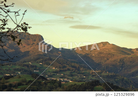 small town in the foothills of the mountains 125329896