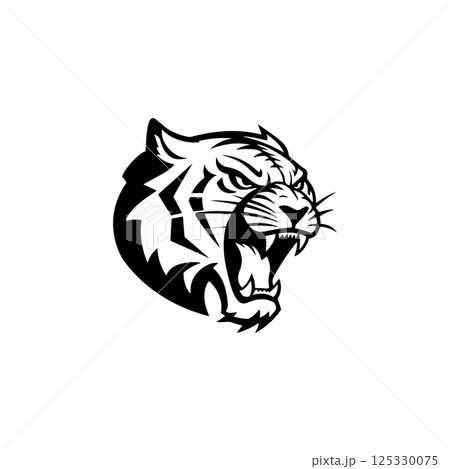 tiger head illustration isolated on white background. Images for logo, label, emblem. Vector illustration. 125330075