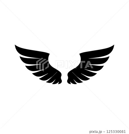 illustration of wings in tattoo style isolated on white background. Design element for logo, label, badge, sign. illustration of wings in tattoo style isolated on white background. Design element for logo, label, badge, sign. 125330081