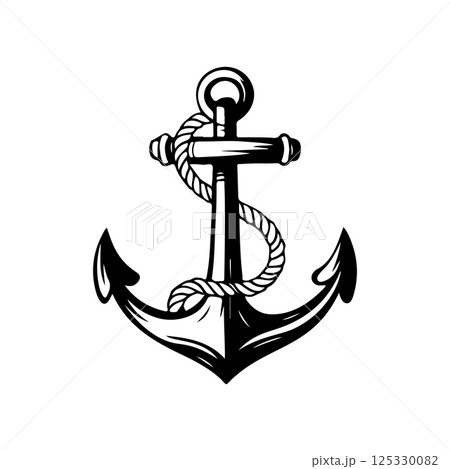 Illustration of the anchor in engraving style. Design element for poster, card, banner, sign, logo. Vector illustration 125330082