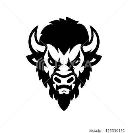 Illustration of wild bison. Design element for logo, label, sign. Vector illustration 125330132