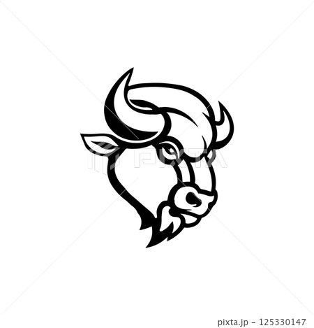 Illustration of wild bison. Design element for logo, label, sign. Vector illustration Illustration of wild bison. Design element for logo, label, sign. Vector illustration 125330147