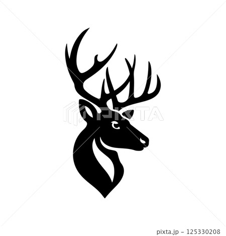 Deer icon isolated on white background. Design element for logo, label, emblem, sign. Vector illustration Deer icon isolated on white background. Design element for logo, label, emblem, sign. Vector illustration 125330208