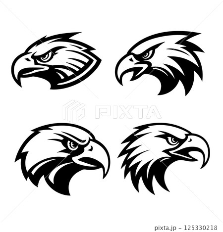 Eagle head. Sport team or club mascot.  Design element for logo, label, emblem, sign. Vector illustration. 125330218
