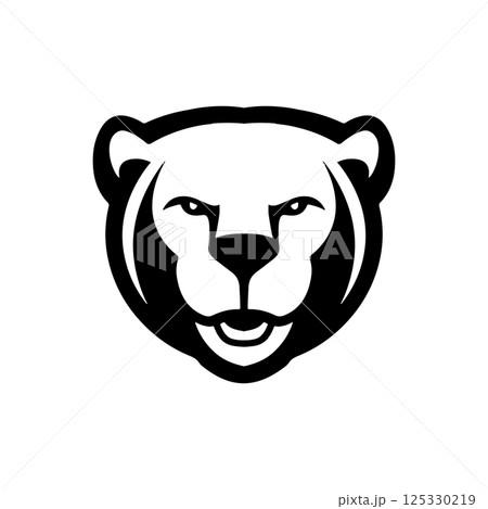 Angry bear head. Grizzly Bear Mascot Head. Design element for logo, label, sign, badge. 125330219