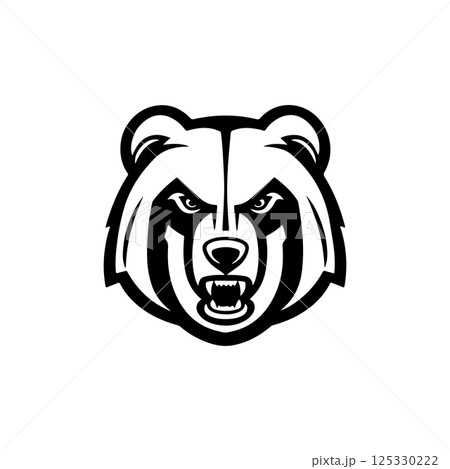 Angry bear head. Grizzly Bear Mascot Head. Design element for logo, label, sign, badge. Angry bear head. Grizzly Bear Mascot Head. Design element for logo, label, sign, badge. 125330222