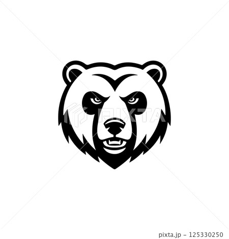 Angry bear head. Grizzly Bear Mascot Head. Design element for logo, label, sign, badge. 125330250