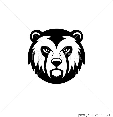 Angry bear head. Grizzly Bear Mascot Head. Design element for logo, label, sign, badge. 125330253