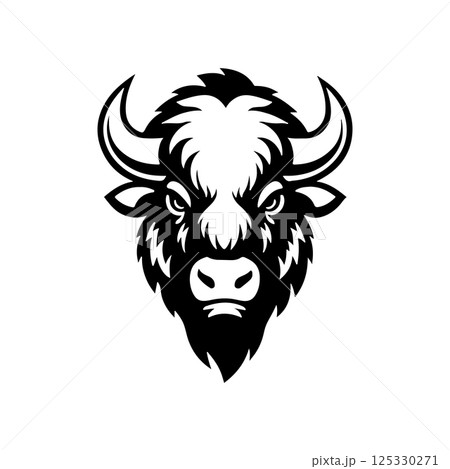 Illustration of wild bison. Design element for logo, label, sign. Vector illustration 125330271