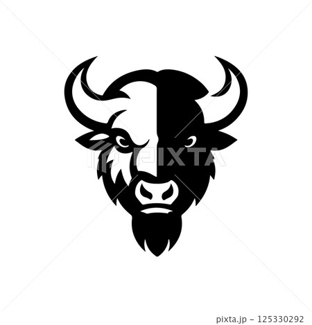 Illustration of wild bison. Design element for logo, label, sign. Vector illustration Illustration of wild bison. Design element for logo, label, sign. Vector illustration 125330292