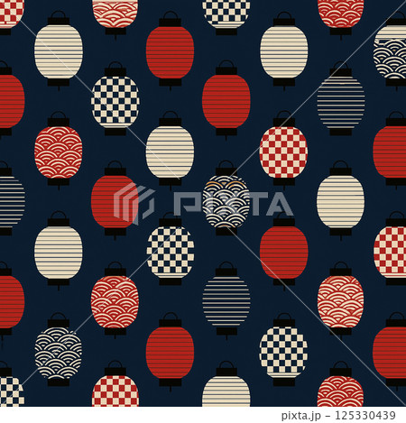 伝統的な提灯モチーフ、夜祭りのイメージ 提灯パターン 125330439
