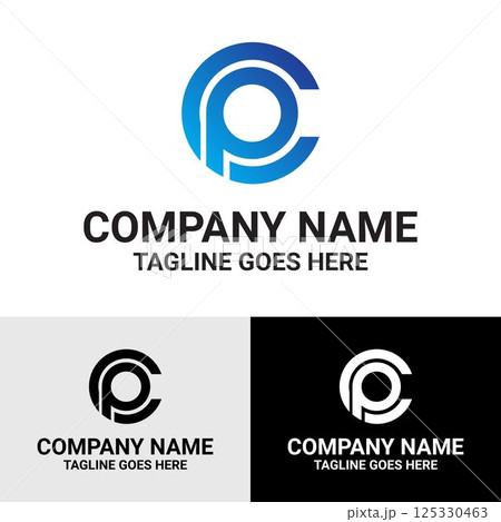 CP, PC letter initial geometric typography vector logo design template CP, PC letter initial geometric typography vector logo design template 125330463