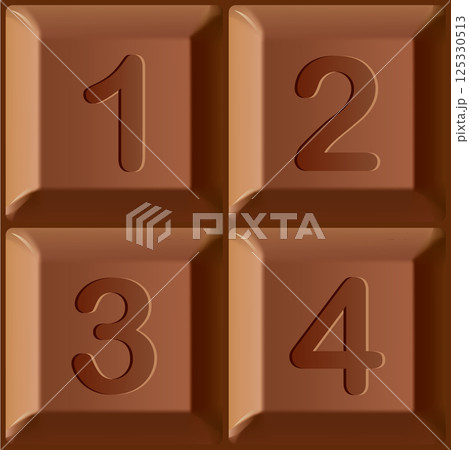 Numbers on blocks of chocolate bar 125330513