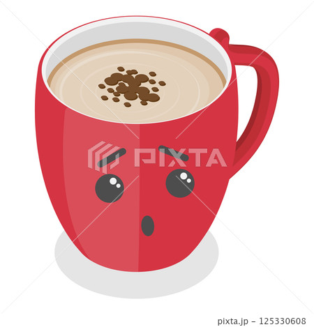 3D Isometric Flat Vector Set of Cute Kawaii Foods. Item 12 125330608