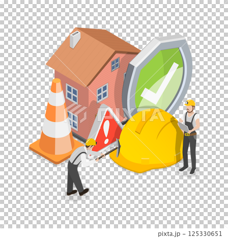 3D Isometric Flat  Illustration of Safety Work. Item 2 125330651
