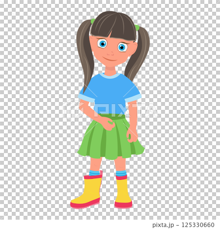 Flat  Illustration of Kid Girl Cartoon Character Set For Animation. Item 5 125330660