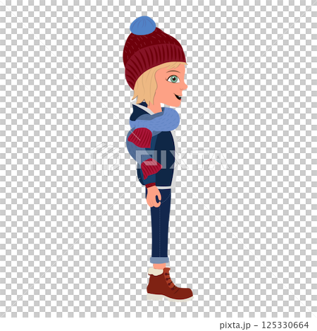 Flat Illustration of Kid Boy Wearing Winter Clothes. Item 2 Flat Illustration of Kid Boy Wearing Winter Clothes. Item 2 125330664