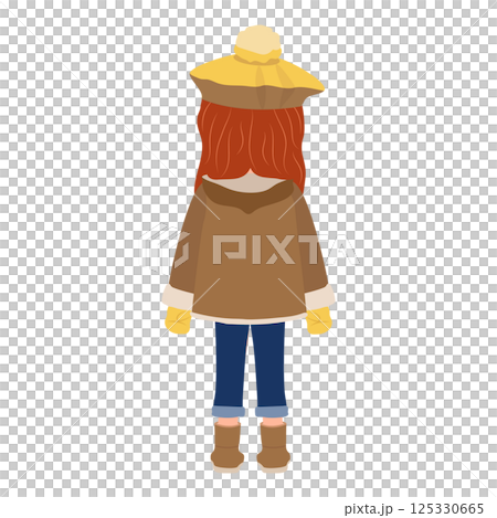 Flat  Illustration of Kid Girl Wearing Winter Clothes. Item 2 125330665