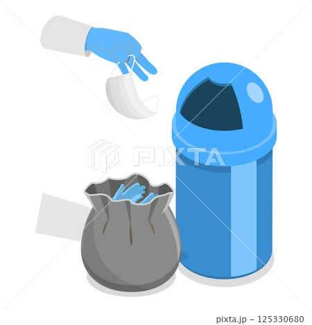 3D Isometric Flat  Illustration of Home Waste Disposal. Item 8 125330680
