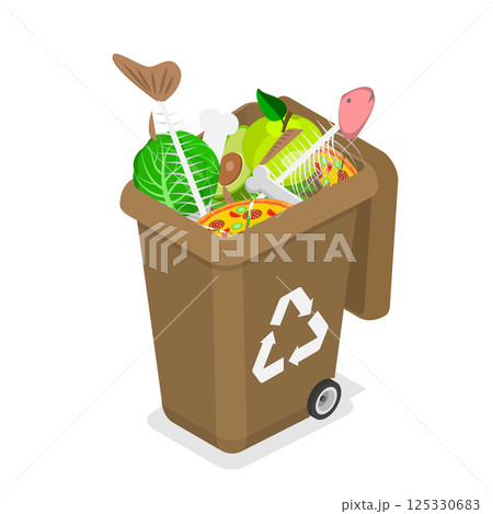 3D Isometric Flat  Illustration of Waste Management. Item 1 125330683