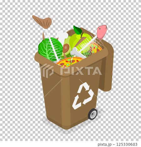3D Isometric Flat  Illustration of Waste Management. Item 1 125330683