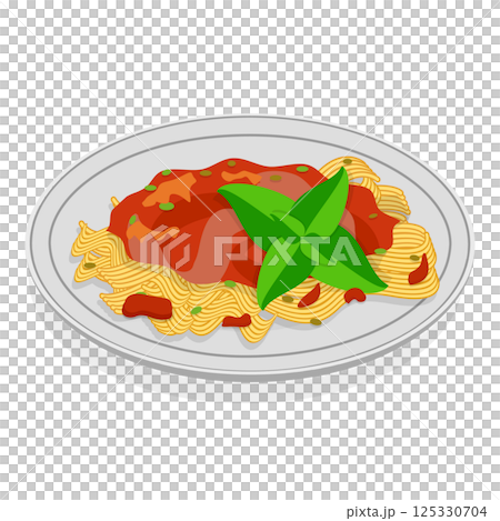 3D Isometric Flat  Set of Traditional Italian Cuisine. Item 1 125330704