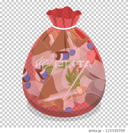 3D Isometric Flat Illustration of Transparent Trash Bags. Item 1 3D Isometric Flat Illustration of Transparent Trash Bags. Item 1 125330709
