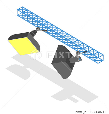 3D Isometric Flat  Set of Photo Studio Equipment Items. Item 1 125330719