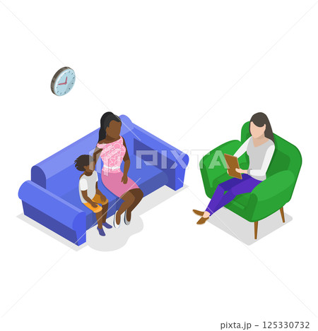 3D Isometric Flat Set of Psychotherapy Session Scenes. Item 4 3D Isometric Flat Set of Psychotherapy Session Scenes. Item 4 125330732