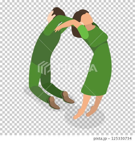 3D Isometric Flat  Set of English Alphabet with People. Item 13 125330734